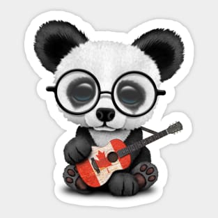 Baby Panda Playing Canadian Flag Guitar Sticker